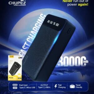 Chupez Horsepower Series 30,000mAh Ultra-High Capacity Power Bank - Fast Charging with LED Digital Display
