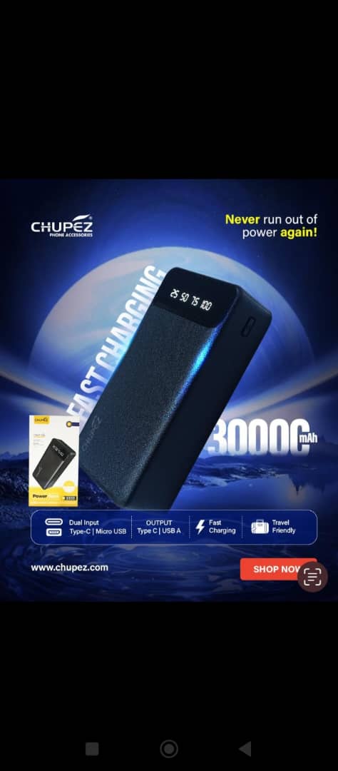 Chupez Horsepower Series 30,000mAh Ultra-High Capacity Power Bank - Fast Charging with LED Digital Display