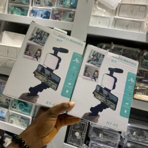 AY-49 Professional Smartphone Video Making Kit – Tripod, LED Light & Microphone for Vlogging