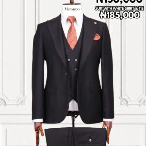 Black 3 Piece Double Breasted Suit for Men in Nigeria | Memazon ₦150,000