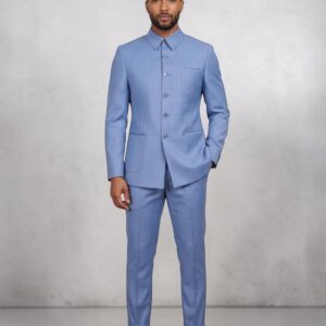 Sky Blue Safari Suit – Modern Elegance, Comfort & Confidence