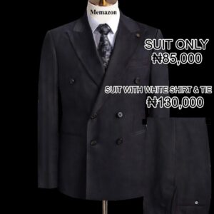 Men’s Double-Breasted 2-Piece Suit – Classic Formal Blazer & Trousers Set (Slim Fit, All-Season)